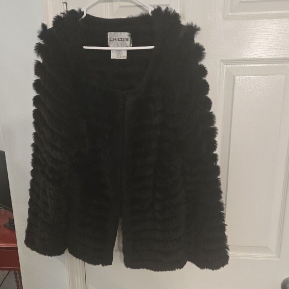 Chico's Elegant Black Teddy Jacket - Picture 1 of 4
